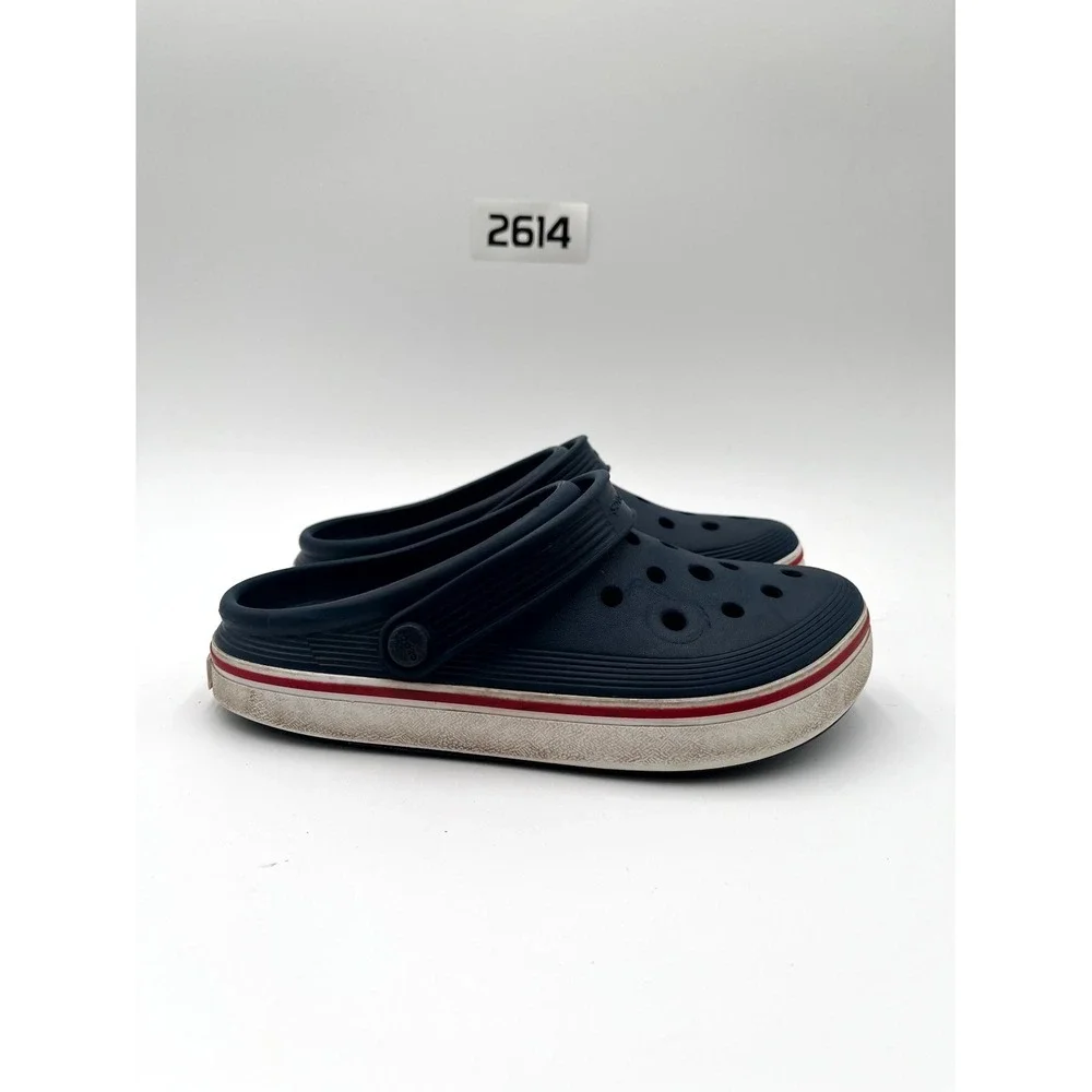 Crocs Off Court Kids Size 3 Sport Clog Blue White Round Toe Casual Slip On Shoes